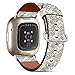 Mingdao Compatible with Fitbit Versa 4 / Versa 3 / Sense 2 / Sense Patterned Leather Replacement Band (Cartoon Owls Background-02)