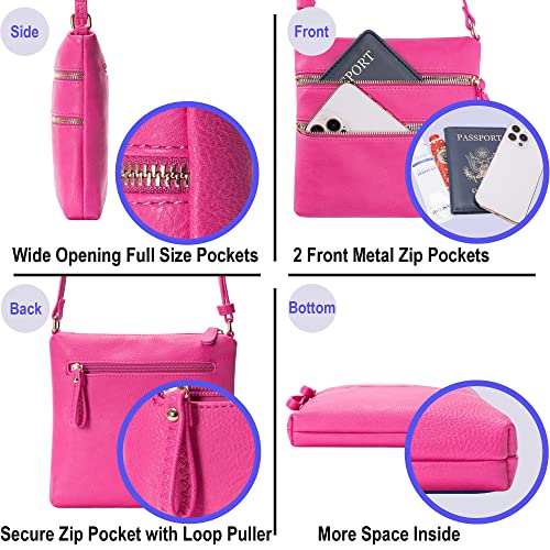 Image of Solene Small Multi Zipper Pocket Crossbody Bag with Adjustable Strap, Lightweight Travel Purse, Daily Small Messenger Pouch