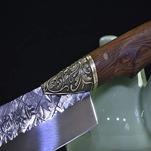 Miniatura 6 de Cuchillo de carnicero hecho a mano de 9 pulgadas forjado cuchillo de cocina con mango de palisandro de espiga completa, cuchillo fijo herramientas