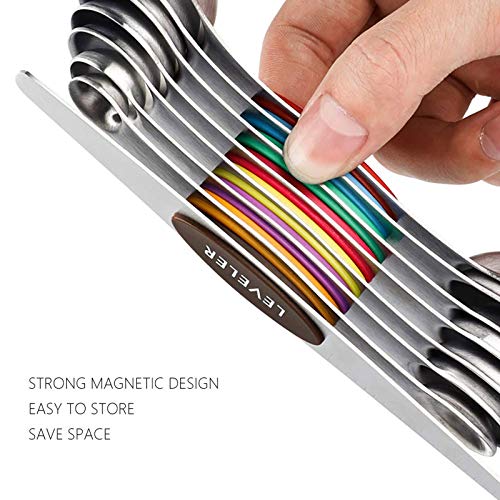Magnetische RVS Maatlepels Stapelbare Dubbelzijdige Theelepel Multicolor Dubbelzijdige Ronde en Ovale Roestvrijstalen Maatlepelsets 8st - Image 5