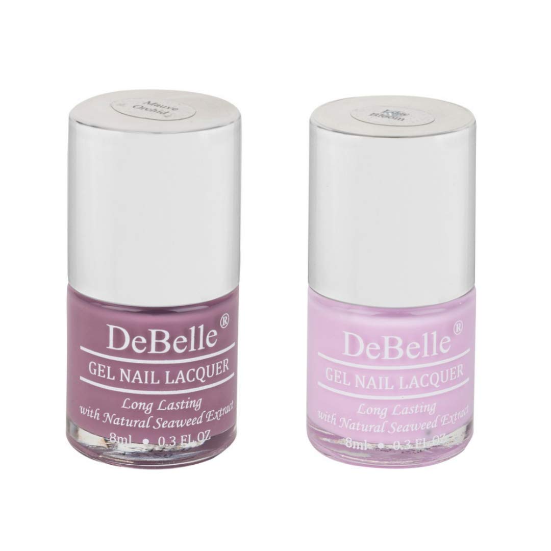 DeBelle Gel Nail Polish Combo pack of 2 | Long Lasting | Seaweed Enriched | Toxic & Cruelty Free |16ml (Mauve Orchid, Lilac Bloom)