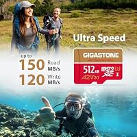 [5 Jahre kostenlose Datenrettung] GIGASTONE 512GB MicroSDXC Speicherkarte + SD-Adapter, 4K Kamera Pro, bis zu 150/120 MB/s, Kompatibel mit GoPro Drohne Switch, A2 U3 V30 Micro SD Karte – Ansicht 2