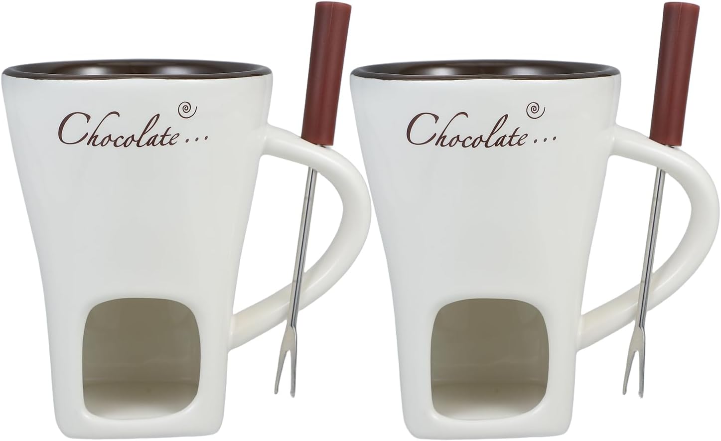 DECHOUS 2 Pack Fondue Pot Ceramic Chocolate Fondue Mug Set with 2 Forks Personal Fondue Mugs Melting Pot for Chocolate, Cheese, Butter, Suitable for Home Party Wedding DECHOUS 2 Pack Fondue Pot Ceramic Chocolate Fondue Mug Set with 2 Forks Personal Fondue Mugs Melting Pot for Chocolate, Cheese, Butter, Suitable for Home Party Wedding