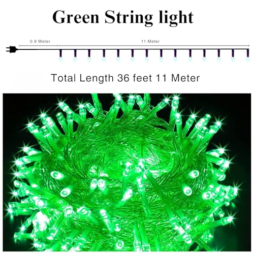 Image of One94Store LED Pixel String Light Pack of 1 - 36 Ft Copper Wire Fairy Lights, Bright Green Decorative Lights for Diwali Decoration, Home Decor, Pooja, Festival, Christmas, Wedding & Party