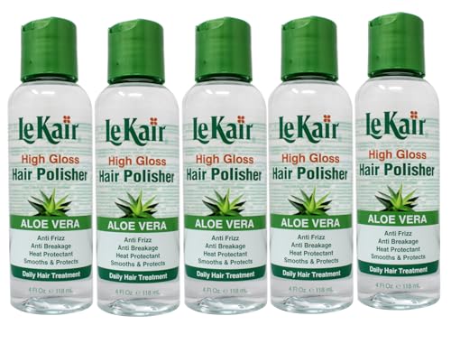 LeKair High Gloss Hair Polisher with Aloe Vera, Anti Frizz, Anti Breakage, Heat Protectant, Smooths & Protects Daily Hair Treatment 4 fl. Oz - 5 Pack