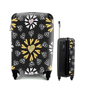 MuchoWow® Koffer – Meisje – Hart – Patronen – Girl – Kids – Kinderen – Past binnen 55x40x20 cm en 55x35x25 cm – Handbagage – Trolley – Fotokoffer – Cabin Size – Print