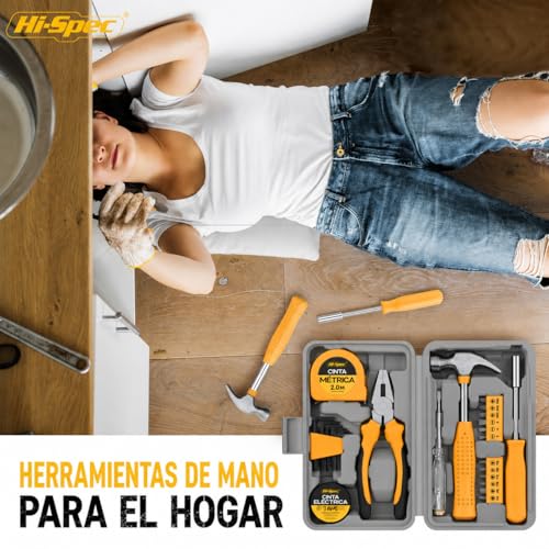 Miniatura 6 de Hi-Spec Juego De Herramientas 24 Piezas Amarillo Para El Hogar. Set De Caja De Herramientas Pequeña Y Mini Con Básicas De Inicio Para Casa Y Oficina