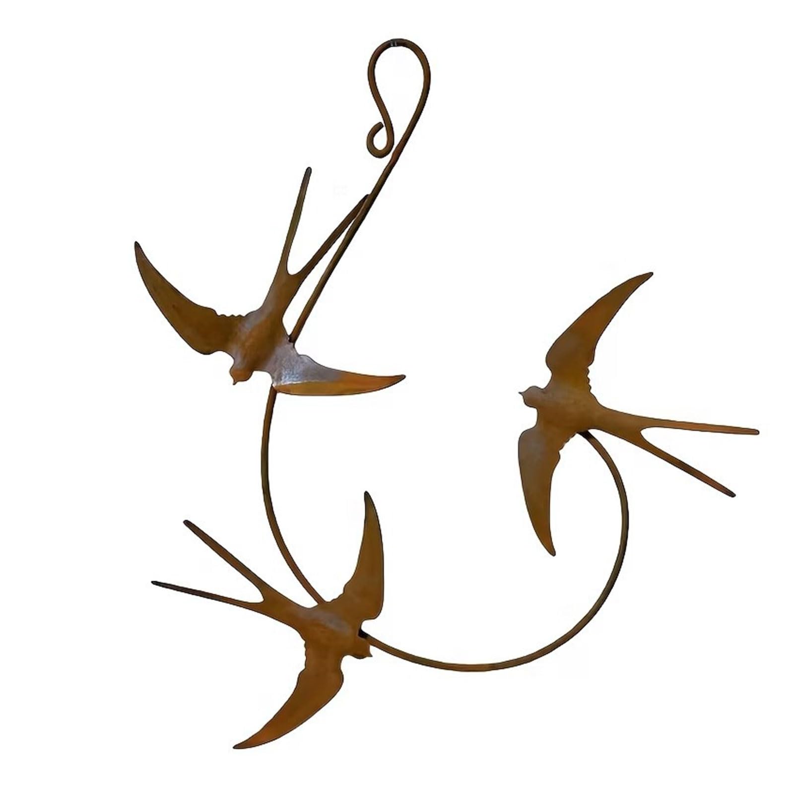 Bbajszx Antique Styles Metal Wall Hanging 3 Swallows Sculpture Ornament Iron Decoration for Patios Balcony and Living Room Rural Iron Swallow Wall Hanging