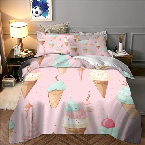 Parure de lit microfibre résistante 140x200 avec housse de couette glace 3D légère