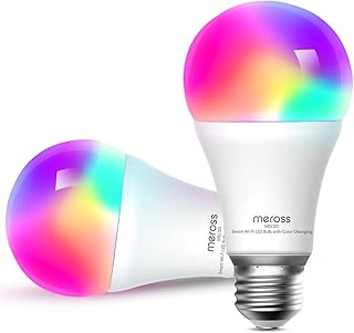 meross Smart Light Bulb, Smart WiFi LED Bulbs Works with Alexa, Google Home, Dimmable E26 Multicolor 2700K-6500K RGBWW, 810 Lumens 60W Equivalent, No Hub Required, 2 Pack