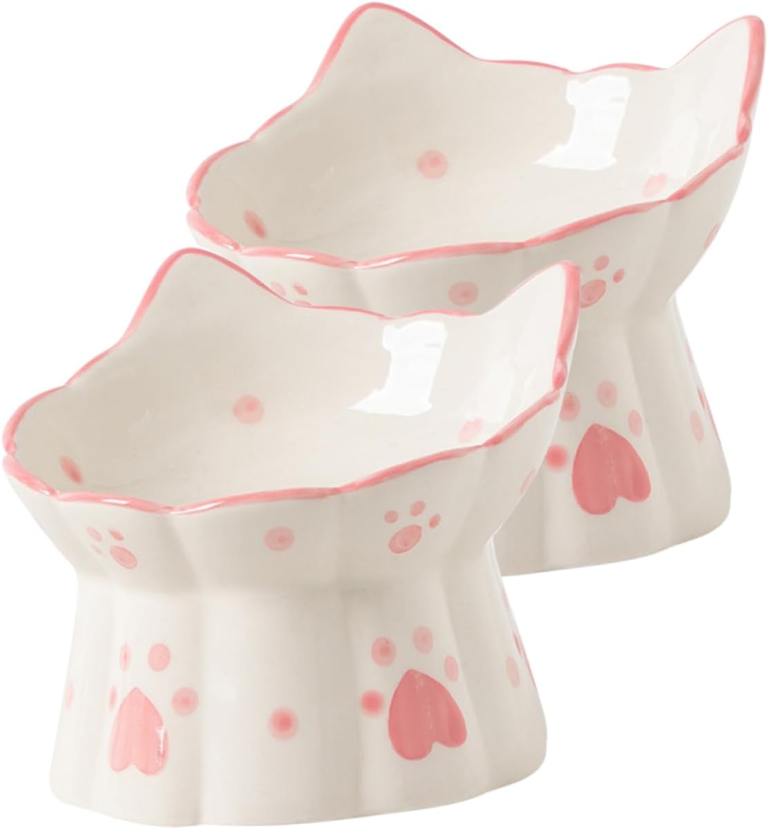 TOYANDONA 2pcs Elevated Cat Feeder Ceramic Cat Bowls for Comfortable Mealtime Non Slip Design Easy to