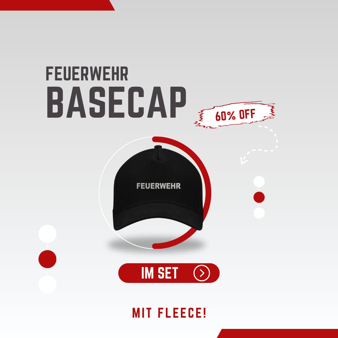 LOCO Feuerwehr Fleecejacke Herren – warme Einsatzjacke mit Reißverschluss, Verstärkungen, reflektierendem Druck vorne und hinten, Sweatjacke bedruckt mit Reflexsilber