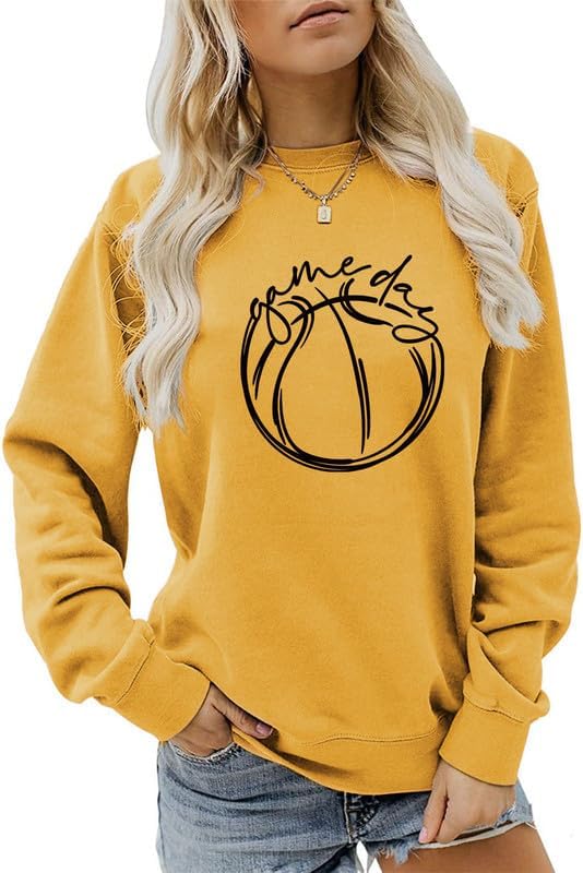 Women's Sweatshirt Game Day Long Sleeve Crew Neck Casual Top Bask...