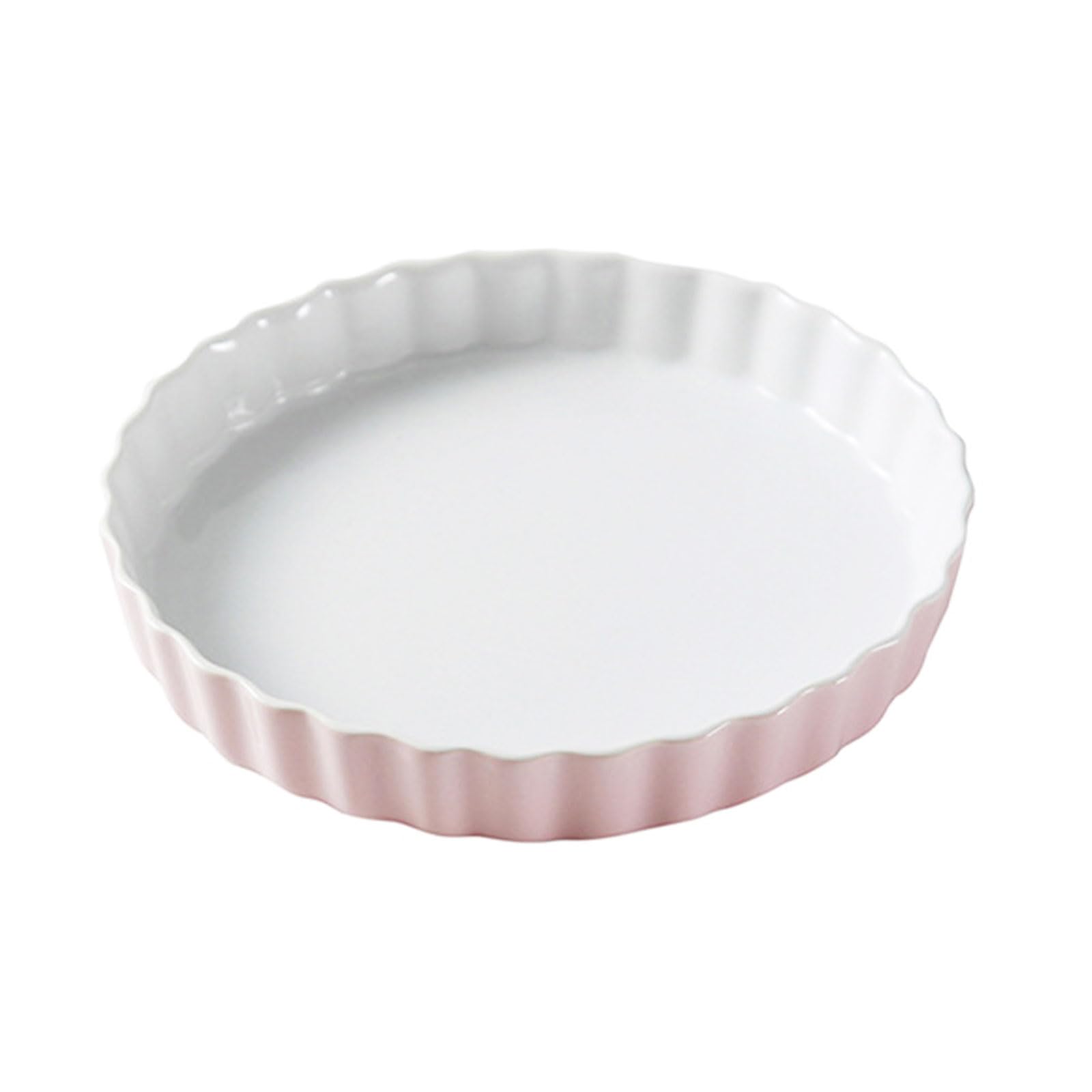 WakiHong Pink Porcelain Quiche Dish Porcelain Pie Dish 20cm Flan Dish Round Deep Ceramic Pie Dish,for Pie,Pizza,Pasta,Tart & Quiche(Pink)