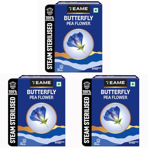 Image of TE-A-ME Butterfly Pea Tea | Blue Pea Tea | 50 gram (50+ Cups) | SUPER ANTIOXIDANT | Caffeine Free | Aparajita - Shankhpushpi | Flower Based - Herbal | Helps Relieve Stress (Pack of 3)