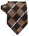 EXT Collectino 100% Silk Necktie, New Classic Checked Brown Gold Black Tie JACQUARD WOVEN Men's Suits Ties