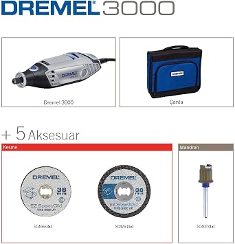 Dremel 3000 Amazon Special Multi-Purpose Hand Motor, 130 W, 5 Accessories