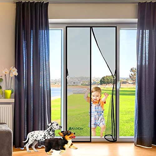 Zanzariera Magnetica, 75 x 245 cm Anti Zanzare Calamite Tenda, Adsorbimento Magnetico Totalmente Magnetica, Conveniente per Bambini E Animali Domestici Nero