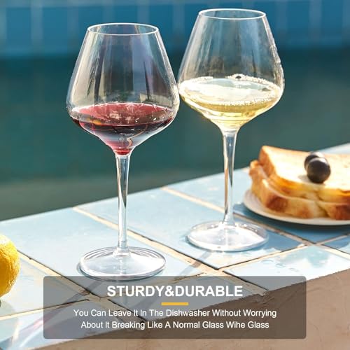 Image of Premium Wine Glasses 460ml, Set of 4 Long Wine, Burgundy Clear Glasses with Stem for Wedding Anniversary, Birthday, Gift (RKT-01, Set of 4)