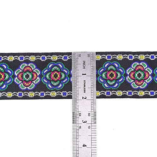 Floral Jacquard Ribbon Trim, Sewing Woven Jacquard Ribbon, Vintage Embroidered Lace Ribbon Fabric For Decor Trim, 5 Yards Width 2 Inch (Jacquard Trim 6#) #TOP1