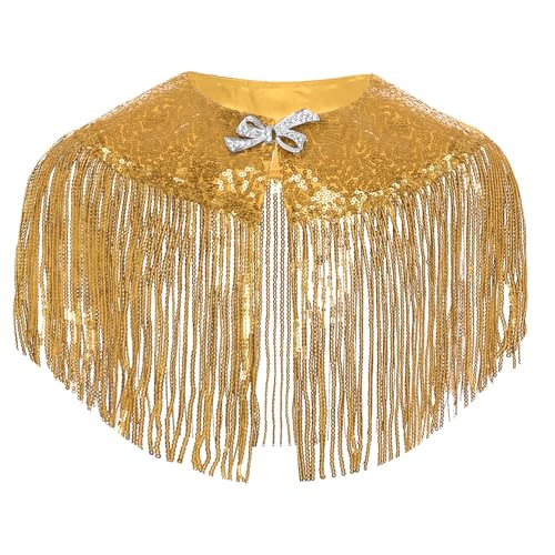 Girls Sparkly Sequins Fringe Tassel Cape Bolero for Dresses Wedding Party Shrug Cover Up