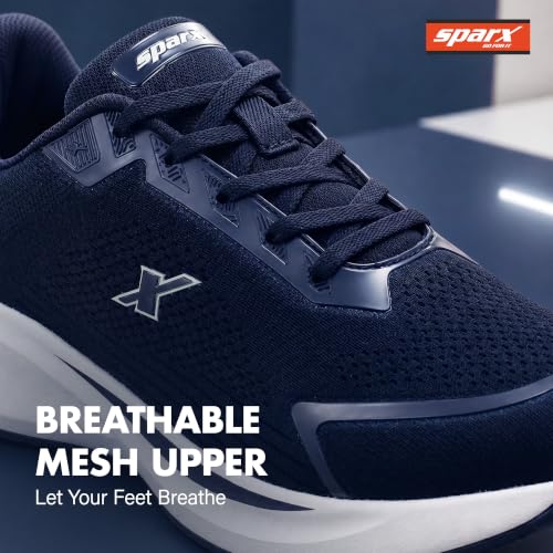 Image of SPARX Sports Running Shoes for Men - Lightweight Breathable Lace-Up Athletic Shoes with Cushioned Comfort, Shock Absorption, Durable Grip, Flexible Sole & Everyday Walking Performance