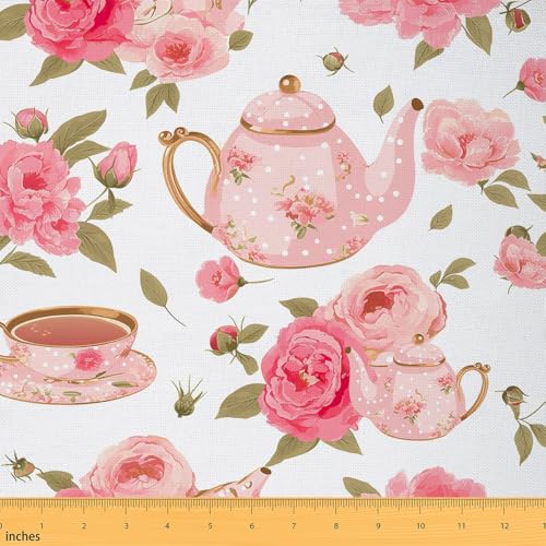 Feelyou Tissu floral tissu rose vintage par verge