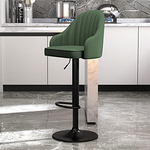 Juego de 2 taburetes de bar giratorios de piel sintética con respaldo, sillas de altura ajustable para el hogar, bares, bistrós y restaurantes, patas de metal negro, asientos de isla de cocina