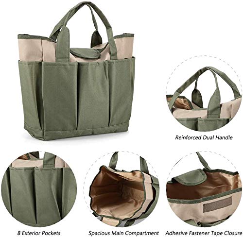 FCOUIID Garden Tool Tote Bag - Yard Lawn Storage Pouch Hand Organizer, 600D Oxford Portable for Outdoor Gardening, Not Include Tools - Thumbnail 4