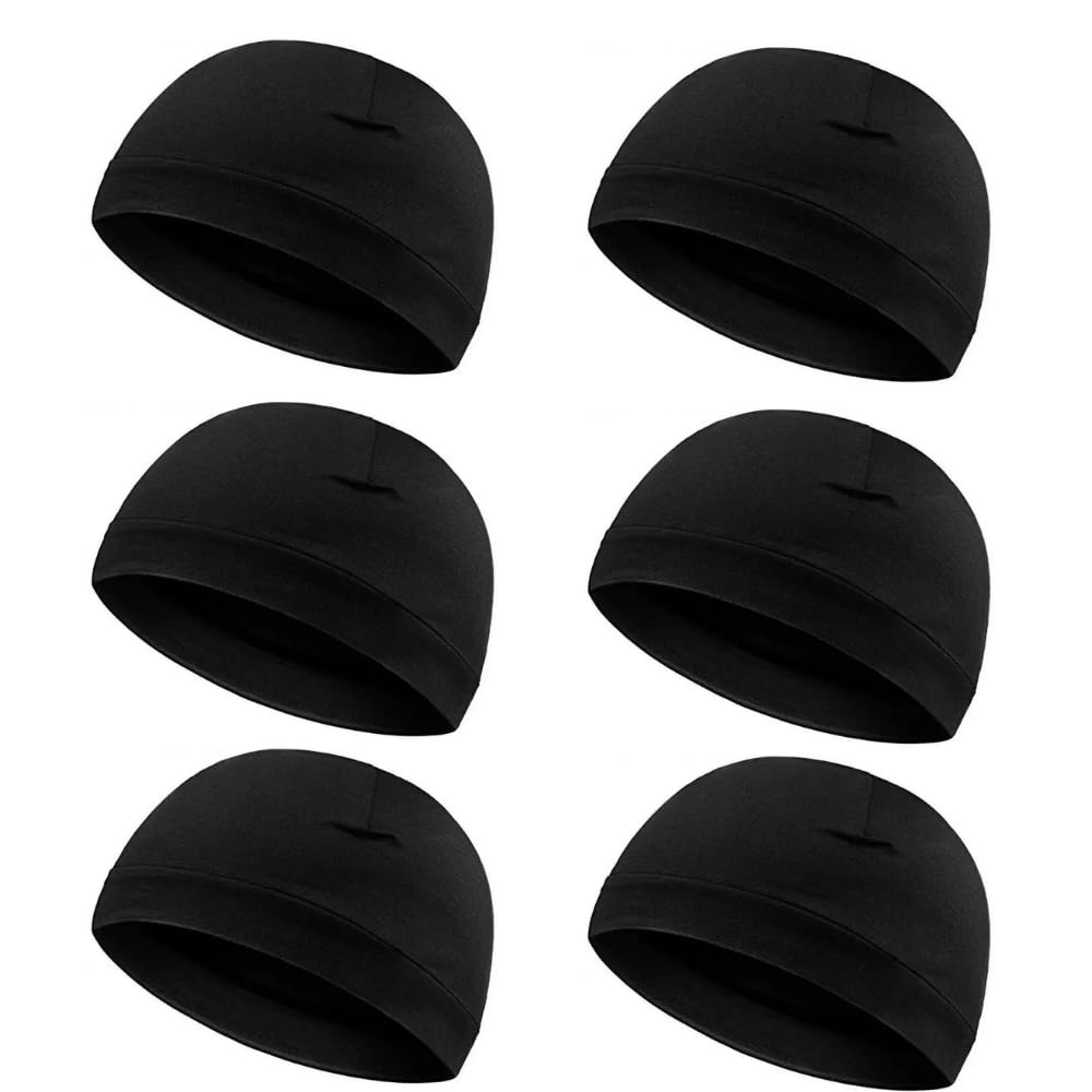 SSB Moto Solid Skull Cap Pack of 6 for Men & Women | Breathable Helmet Inner Cap | Sweat Absorbent Riding Head Cap Black-picture-29