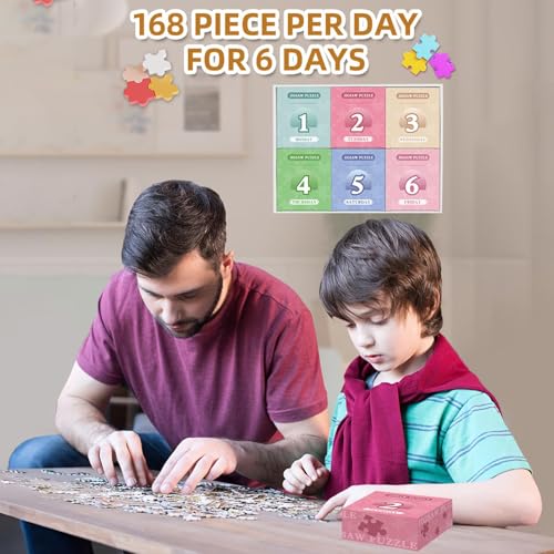 Rompecabezas del Calendario de Adviento, 1008 Piezas para una Divertida Cuenta Regresiva de 6 Días 5