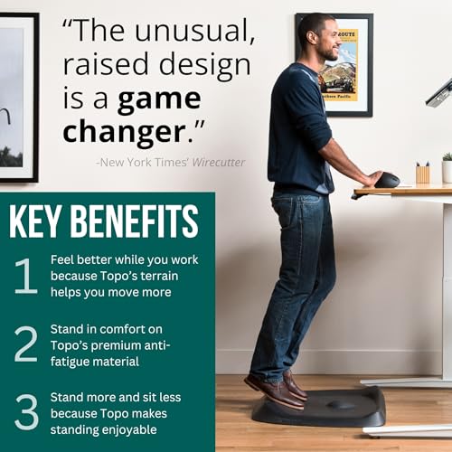 Topo Comfort Mat by Ergodriven | The Original Not-Flat Anti-Fatigue Standing Desk Mat with Calculated Terrain | Accessories | Obsidian Black