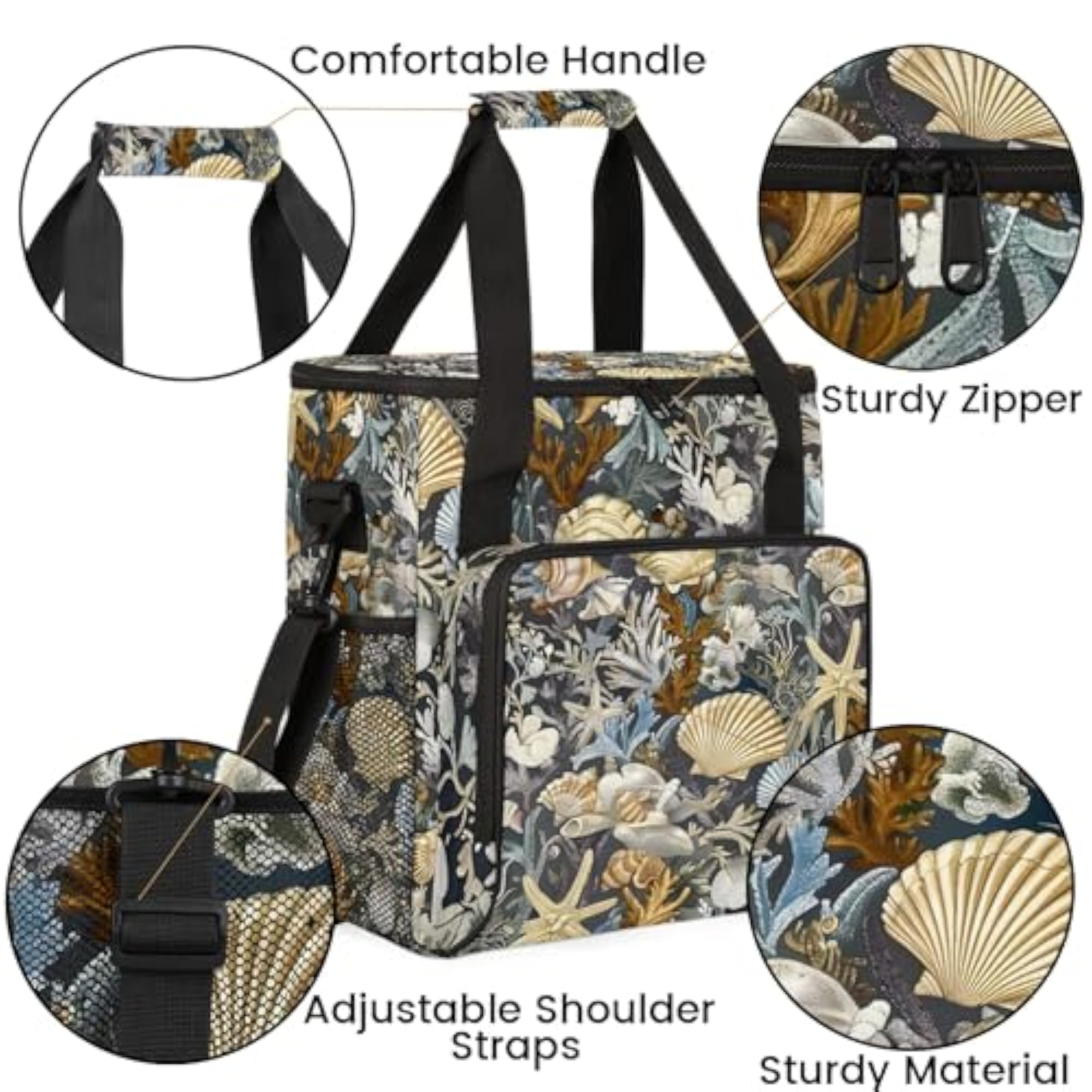 Summer Beach Insulated Storage Organizer Tote Bag for Travel