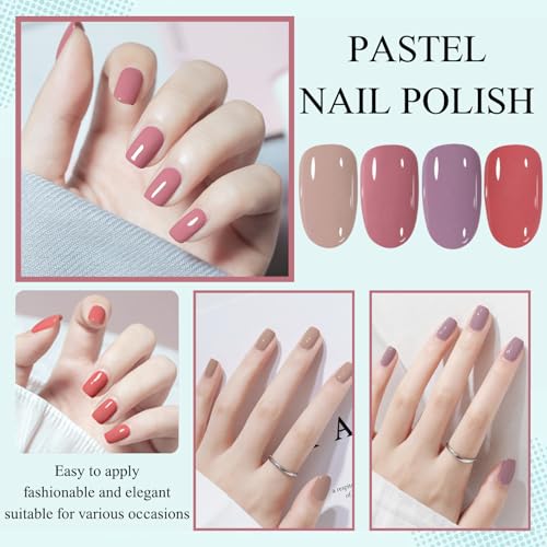 TBeautfave Nail Polish Set Nude Nail Varnish Sets, Quick Dry & Long Lasting Red Purple Nail Polish, Water Based Natural Nail Varnish Sets for Women DIY Nail Art - No Need Cure - Image 4