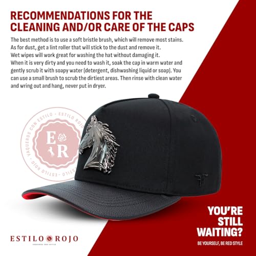 Image of Ferreti Hats FT88 Black Horse Hat for Men & Women - Metal Horse Emblem Hat - Premium Snapback Baseball Cap, Gorra de Gallo para Hombre y Mujer