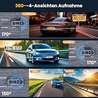 4 Kanal Dashcam Auto Vorne Hinten 4K/1080P,360° Dasch-Cam Auto mit 64GB SD-Karte,4X 140° Weitwinkel,WDR Nachtsicht (8 IR-LEDs),G-Sensor,Dashcam mit parküberwachung,Loop-Aufnahme,WiFi App – Ansicht 6