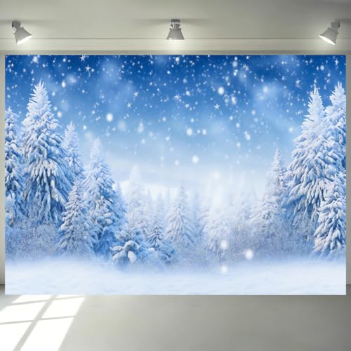 Toile de fond hiver 2.1x1.5m flocon de neige pour photo de famille et Noël