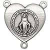 VILLAGE GIFT IMPORTERS Large Heart Shaped Rosary Centerpiece | Saint Michael or Miraculous Medal | Silver-Tone | 1.25" Tall | Catholic Chaplet Craft DIY Supply Bead | Made in Italy (Miraculous Medal) #3