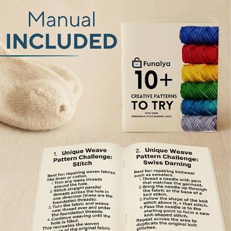 Funalya 21-Hook Darning Loom with Manual for Jeans, Socks, Sweater