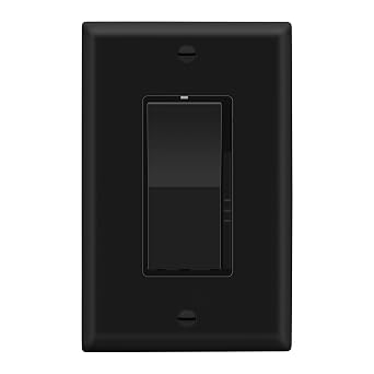 LIDER Dimmer Paddle Switch, 300W, LED/CFL, 1-Pole or 3-Way, Matte Black