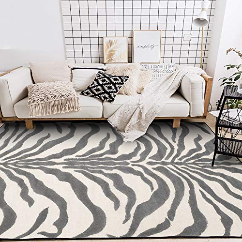 Modern Area Rug Designer Carpet Living Bedroom Dining Room Home Decorator Soft Non-slip Large Home Floor Carpet Abstract Zebra Pattern Black and White130 x 190 cm