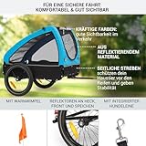 Klarfit 2-in-1 Fahrradanhänger & Hundebuggy, Klappbar, Hundeanhänger Gefedert mit Reflektoren & Leine, für Hunde bis 45kg