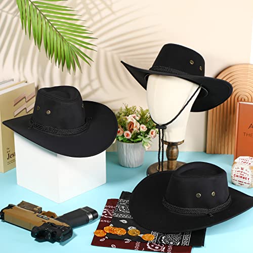 Image of Zhanmai 12 Pcs Cowboy Hat and Bandana Cowboy Cowgirl Hats Bulk Western Party Costume Halloween Accessory