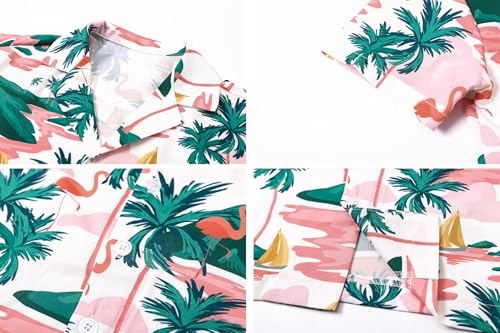 Image of SANGTREE Girls & Women's Hawaiian Shirts Button Down Short Sleeve Floral Tropical Shirt Beach Vacation Blouse Tops