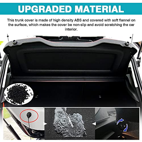 Image of Powerty Cargo Cover for 2012-2017 2018 Ford Focus Accessories Trunk Cover Retractable Trunk Shielding Shade Cargo Luggage Cover Black