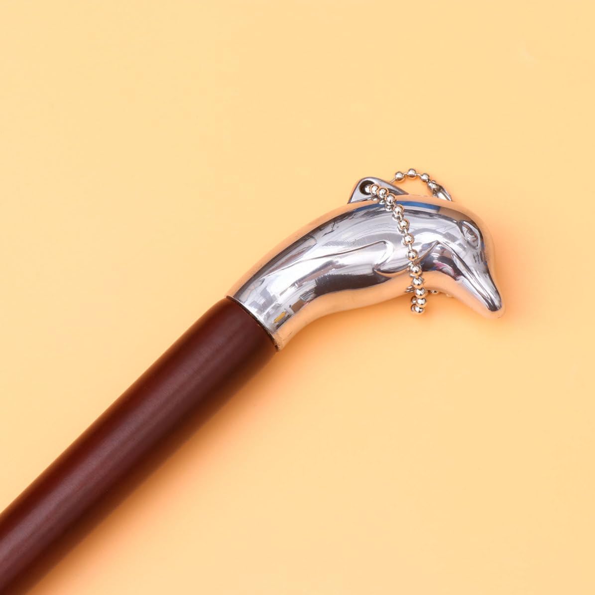 Metal Shoe Horn with Dolphin Tip, Detachable Long Handle Silver