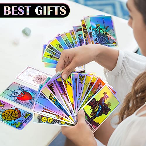Crosarce Tarot Cards Decks With Guidebook - Holographic Tarot Deck, Rainbow Tarot Cards For Beginners And Advanced, Fortune Telling Game, Divination Tools For All Skill Levels (White) #TOP4