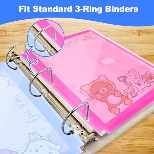 Azureal 8 Pack Binder Organizer, Plastic Binder Pockets for 3 Ring Binder, Binder Folders with Label for School Supplies and Documents, Letter Size, 8 Colors - Thumbnail 4