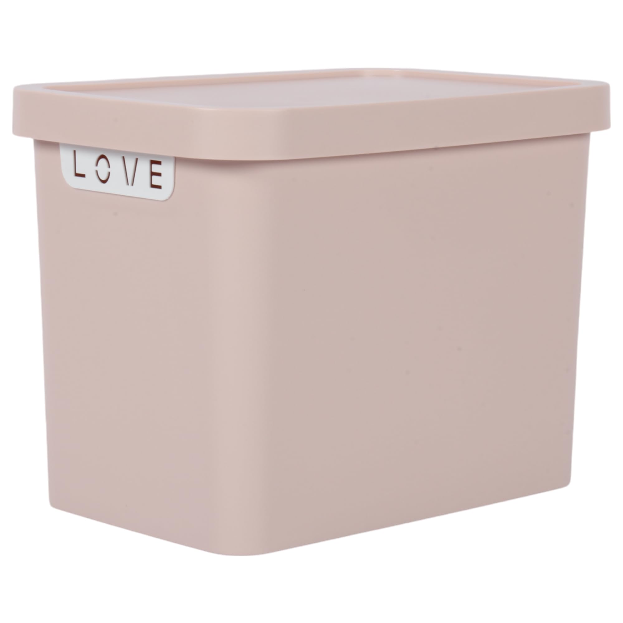 Plastic Storage Box with Lid, 12.5L, Solid Matte Colour, Decorative Design, Stackable & Nestable Space-Saving Organizer for Home, Office, Bedroom, Kitchen – 31.5 x 21.5 x 24 cm (PINK)