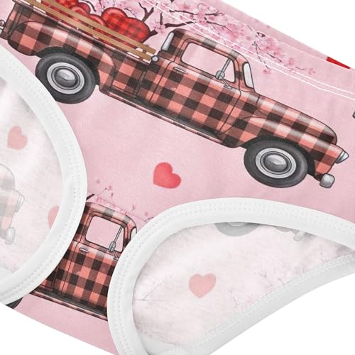 Plaid Truck Hearts Pink Floral Toddlers Underwear Floral 2t Cotton Cute Panties Girl Fun Kids Briefs Undies4